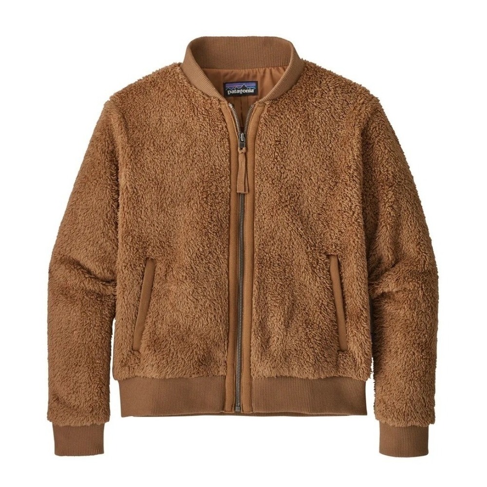 Patagonia Los Gatos Bomber Jacket Brown Fluffy Teddy Fleece Full Zip Size Small